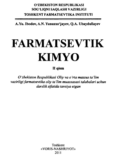 Farmasevtik kimyo 2- qism