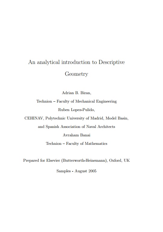 An analytical introduction to Descriptive Geometry