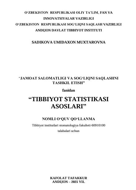Tibbiyot statistikasi asoslari