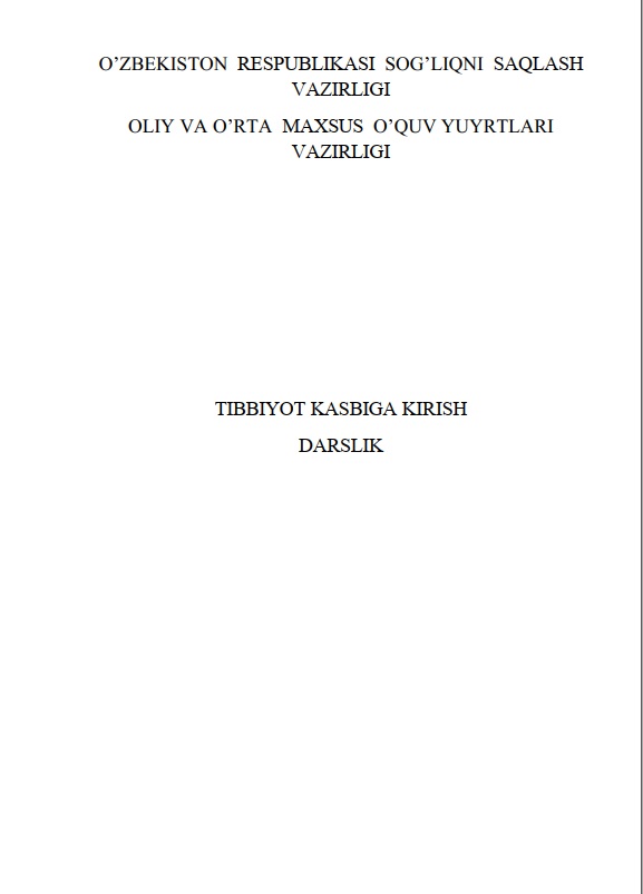 Tibbiyot kasbiga kirish