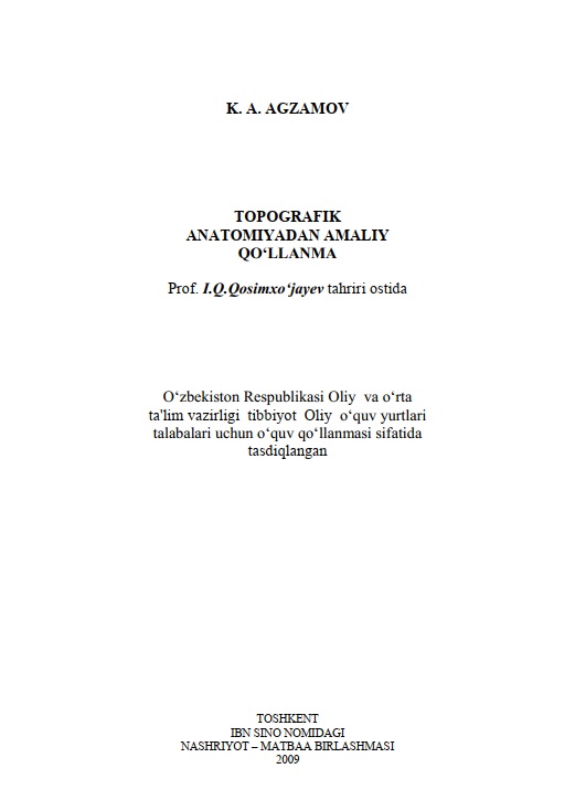 Topografik anatomiyadan amaliy qo‘llanma