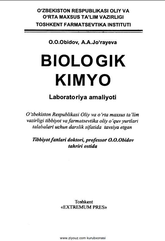 Biologik kimyodan labaratoriya mashg'uloti