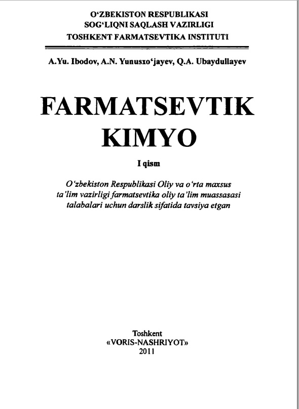 Farmatsevtik kimyo 1 qism
