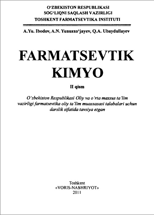 Farmatsevtik kimyo 2 qism