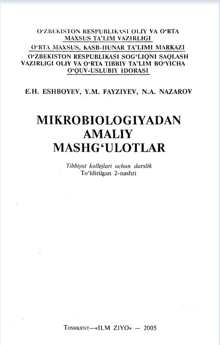 Mikrobiologiyadan amaliy mashg‘ulotlar