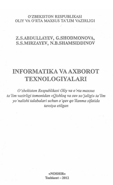 Informatika va axborot texnologiyalari