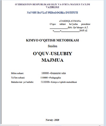 Kimyo o`qitish metodikasi