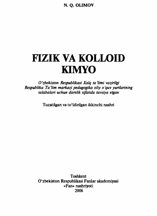 Fizik va kolloid kimyo