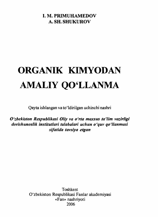 Organik kimyodan amaliy qo'llanma