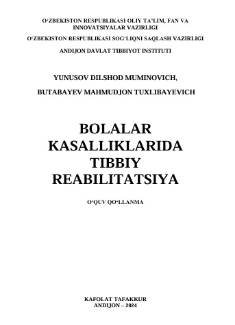 Bolalar kasalliklarida tibbiy reabilitatsiya