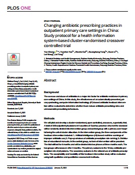 Changing antibiotic prescribing practices in outpatient primary care settings in China: Study protocol for a health information system-based cluster-randomised crossover controlled trial