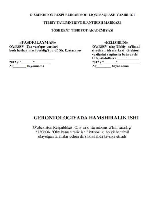 Gerontologiyada hamshiralik ishi