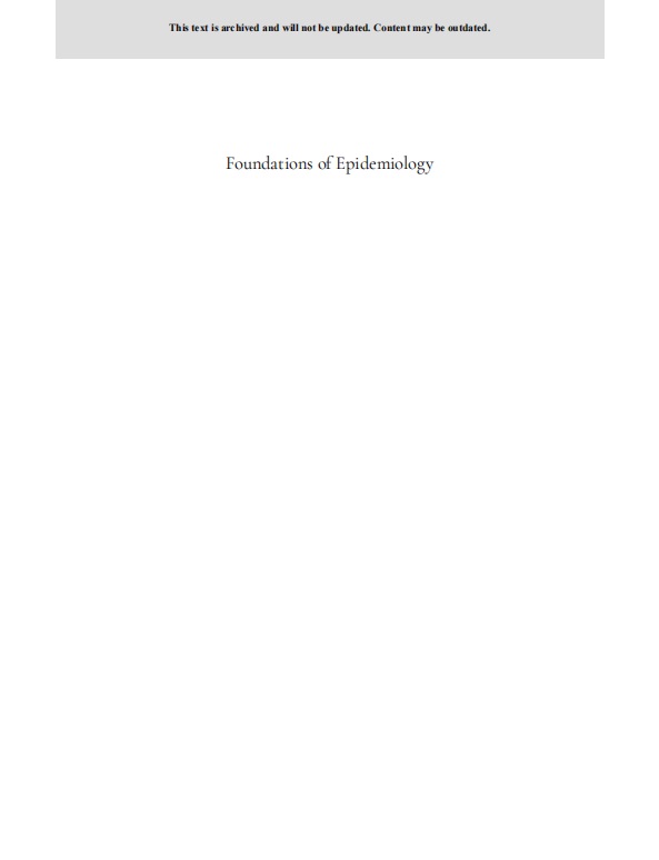Foundations of epidemiology