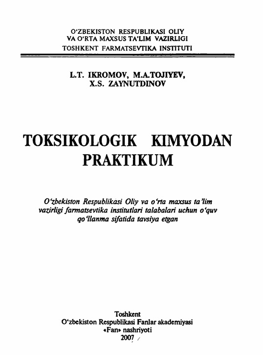 Toksikologik kimyodan praktikum