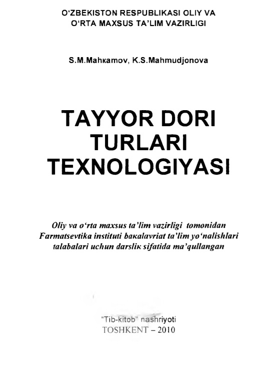 Tayyor dori turlari texnologiyasi
