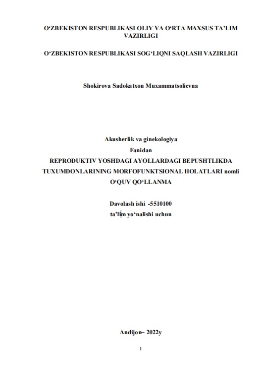 Reproduktiv yoshdagi ayollardagi bepushtlikda tuxumdonlarning morfofunksional holatlari