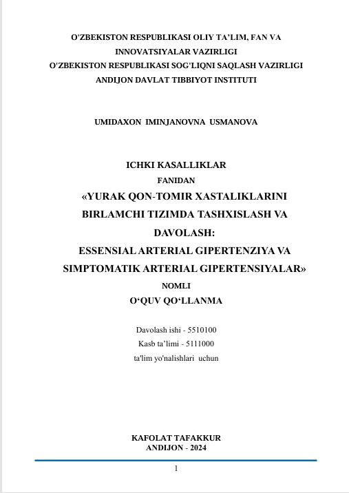 Yurak qon tomir xastaliklarini birlamchi tizimda tashxislash va davolash