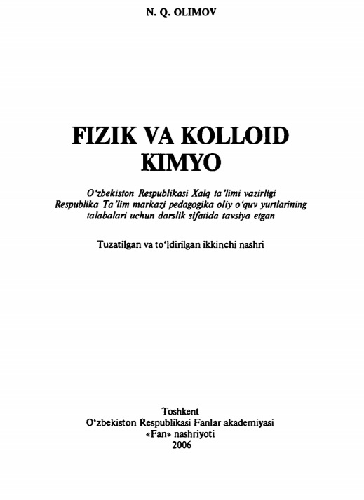 Fizika va kolloid kimyo