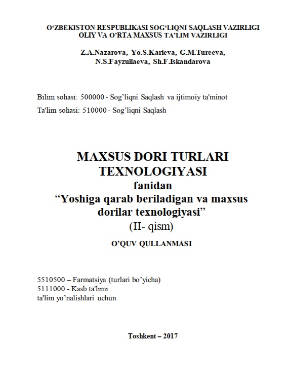 Yoshiga qarab beriladigan va maxsus dorilar texnologiyasi