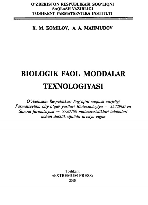 Biologik faol moddalar texnologiyasi